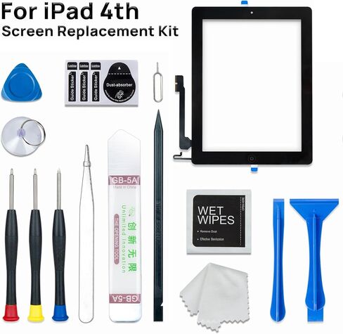 Screen Replacement for iPad 4 4th Generation, Touch Glass Compatible with iPad A1458 A1459 A1460 with Home Button and Tool Set in Saudi Arabia