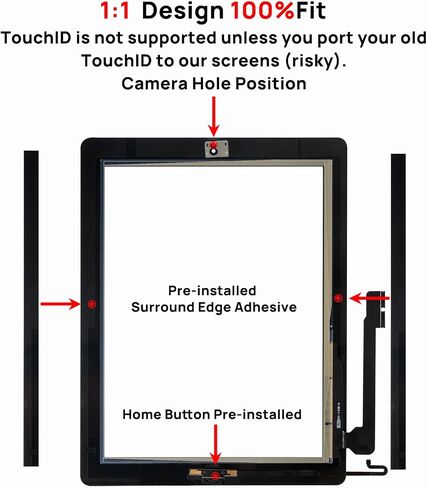 Screen Replacement for iPad 4 4th Generation, Touch Glass Compatible with iPad A1458 A1459 A1460 with Home Button and Tool Set in Saudi Arabia