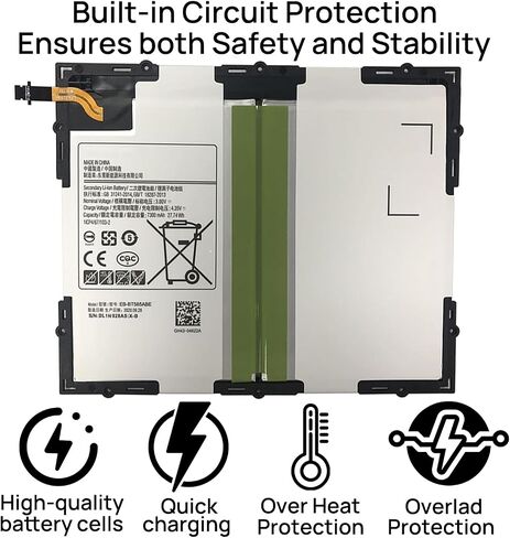 EB-BT585ABE Battery Compatible with Galaxy Tab A 10.1 inch 2016 SM-T587 SM-T587P SM-P580 SM-T580 SM-P585M EB-BT585ABA Series Tablet SM-T585C 3.8V 27.74Wh 7300mAh in Saudi Arabia