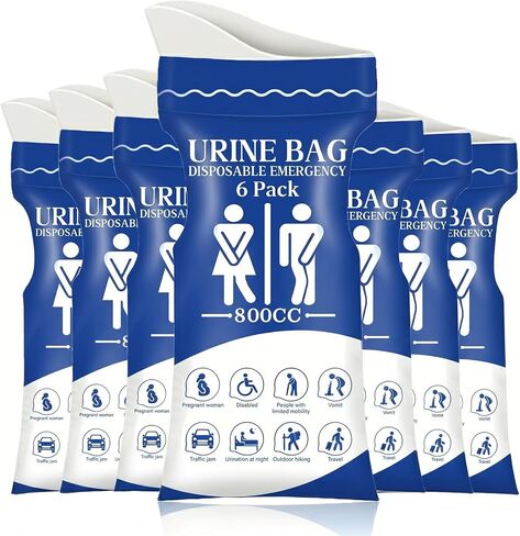 6/12 PCS Disposable Urine Bags, 800ML Portable Emergency Pee Bag in Saudi Arabia