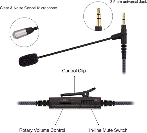 Boom Gaming Microphone Cable Compatible with Game PS4 Xbox One PC Laptop Phone and Sony MDRXB950BT, MDRXB650BT, MDR1000X, MDR100ABN, WH1000XM2, MDR-1A Headphone | with Volume Control and Mute Switch in Saudi Arabia