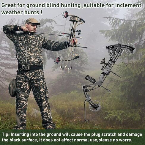 2 Pack Ground Bow Holder, Rustproof Hunting Ground Blind Bow Holder with Self-Adhesive CamouflageTape Rubber Coated Compound Bow Holder Versatile Archery Ground Stake Bow Stand for Hunting Practice in Kuwait