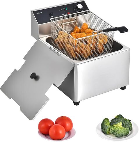 Commercial Deep Fryer with Basket, 1700w 14Qt 0.6mm Thickened Stainless Steel Countertop Electric Fryer for Home and Commercial Use, Oil Fryer with Double Overheat Protection in Saudi Arabia
