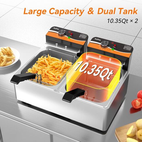Commercial Deep Fryer, 20.7QT Countertop Fryer with Baskets for Restaurant in Kuwait