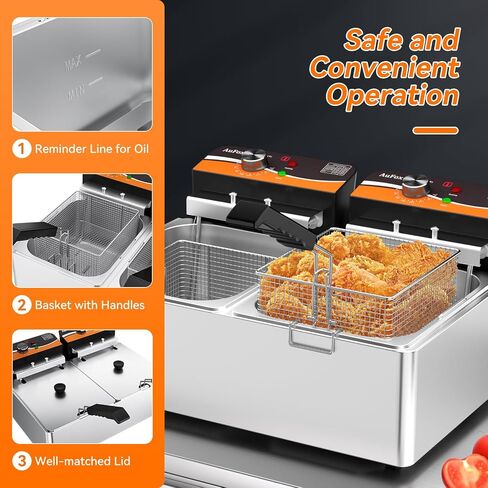 Commercial Deep Fryer, 20.7QT Countertop Fryer with Baskets for Restaurant in Kuwait