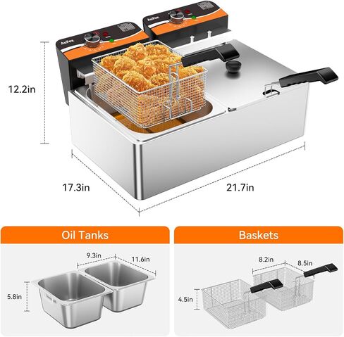 Commercial Deep Fryer, 20.7QT Countertop Fryer with Baskets for Restaurant in Kuwait