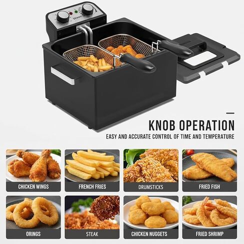 Vexon Large Electric Deep Fryer 4.9L/20Cups 1800W Black Stainless Steel Pot in Saudi Arabia