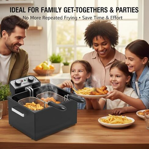 Vexon Large Electric Deep Fryer 4.9L/20Cups 1800W Black Stainless Steel Pot in Saudi Arabia
