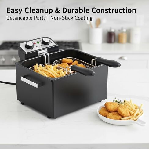 Vexon Large Electric Deep Fryer 4.9L/20Cups 1800W Black Stainless Steel Pot in Saudi Arabia