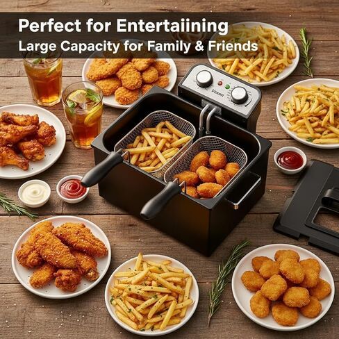 Vexon Large Electric Deep Fryer 4.9L/20Cups 1800W Black Stainless Steel Pot in Saudi Arabia