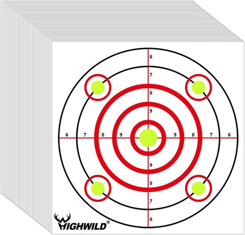 Highwild Bullseye Shooting Paper Targets - for Air Rifle/Airsoft Pistol Practice Bullet Traps - 11"x 11", 50 Pack in Saudi Arabia