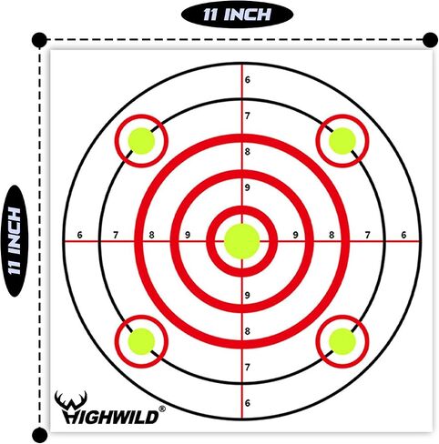 Highwild Bullseye Shooting Paper Targets - for Air Rifle/Airsoft Pistol Practice Bullet Traps - 11"x 11", 50 Pack in Saudi Arabia