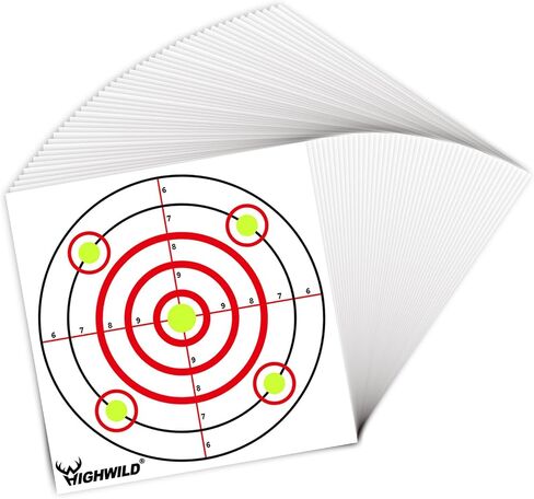 Highwild Bullseye Shooting Paper Targets - for Air Rifle/Airsoft Pistol Practice Bullet Traps - 11"x 11", 50 Pack in Saudi Arabia