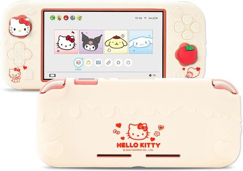 Kuitmor Switch Lite Protective Case,Soft Silicone Protective Shell,Anti-Scratch Protective Cover Case for Switch Lite with 2 Thumb Grip Caps（Beige Hello Kitty） in Saudi Arabia