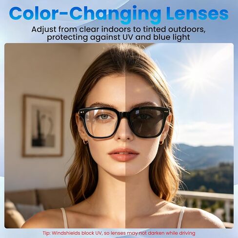 AI Smart Glasses for Men and Women with Chat GPT, 164 Languages, Photochromic Lens, Al Assistant & Meeting Summary, Music Playback, Hands-Free Calling, UV/Blue Light Protection Black in Kuwait