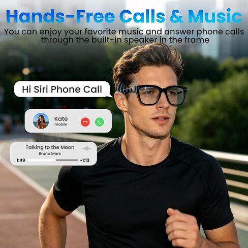 AI Smart Glasses for Men and Women with Chat GPT, 164 Languages, Photochromic Lens, Al Assistant & Meeting Summary, Music Playback, Hands-Free Calling, UV/Blue Light Protection Black in Kuwait
