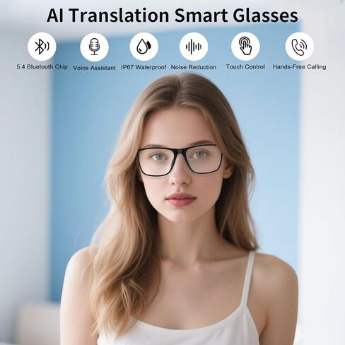 AI Smart Glasses, Support 169 Languages Real-Time Translation Powered By APP, Open-Ear Sound Mic & Speakers, Color-Change Lens Translator with Noise Reduction, AI Translation Glasses for Men & Women in Kuwait