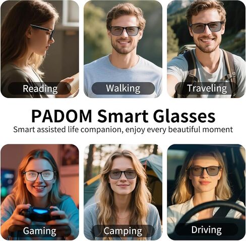 AI Smart Glasses, Support 169 Languages Real-Time Translation Powered By APP, Open-Ear Sound Mic & Speakers, Color-Change Lens Translator with Noise Reduction, AI Translation Glasses for Men & Women in Kuwait