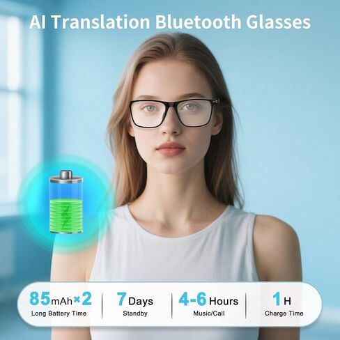 AI Smart Glasses, Support 169 Languages Real-Time Translation Powered By APP, Open-Ear Sound Mic & Speakers, Color-Change Lens Translator with Noise Reduction, AI Translation Glasses for Men & Women in Kuwait