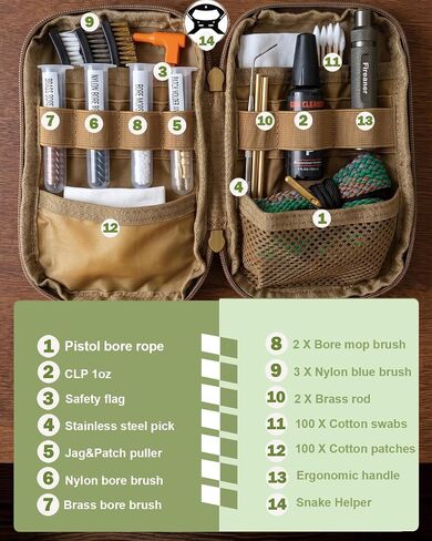 40 Cal&10mm Handgun Pistol Cleaning Kit with Bore Rope and MOLLE Pouch in Saudi Arabia