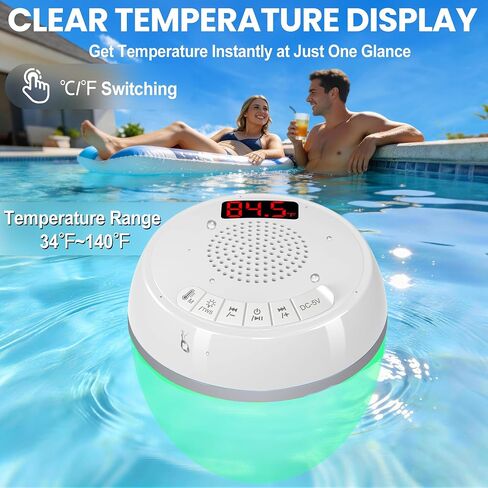 AearKing 3in1 Floating Pool Speaker with Digital Pool Thermometer & Lights in Saudi Arabia