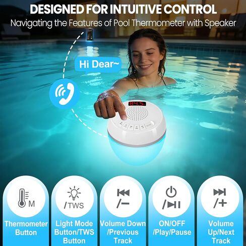 AearKing 3in1 Floating Pool Speaker with Digital Pool Thermometer & Lights in Saudi Arabia