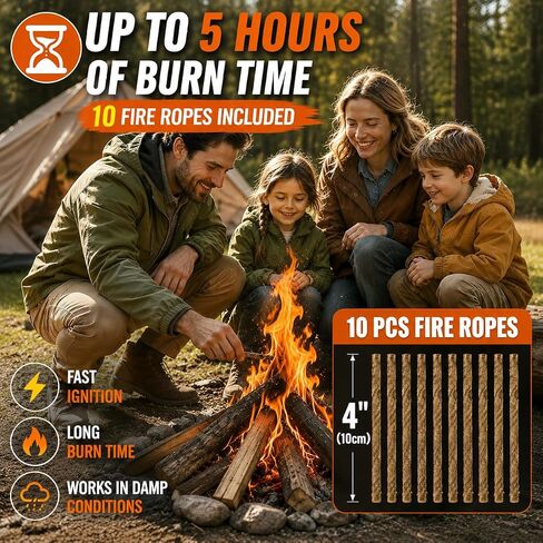 34PCS Fire Starter Survival Kit with 3 Ferro Rods & Striker Tinder in Kuwait