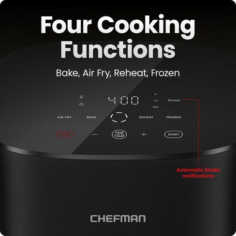 Chefman TurboX 4-in-1 Air Fryer, 5-Quart Airfryer for Extra Crispy Chicken, Fries, Wings, and More, Air Fry, Bake, Reheat, and Frozen Functions, Digital Touch Controls, Dishwasher Safe in Saudi Arabia
