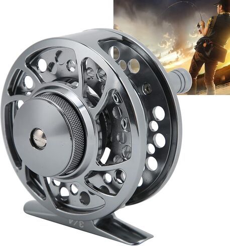 3/4 Fishing Fly Reel CNC Aluminum Alloy Gear Ratio 1:1 Gun Color for Fishing Enthusiasts in Saudi Arabia
