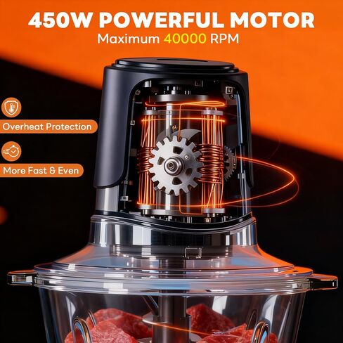 OLIXIS Electric Food Processor, 450W Meat Grinder & Vegetable Chopper with 2 Bowels for Home Use, Food Chopper with Double S-Blades for Vegetable, Onion, Garlic, Meat, Nuts, Black in Saudi Arabia