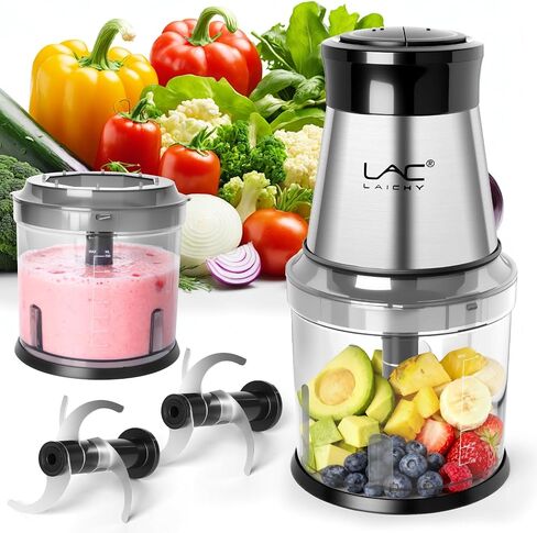 Mini Small Food Processor 4 Cup,Meat Grinder with 2 Bowls,Electric Food Chopper,Powerful Motor 2 Speed & 4 Blades for Baby Food,Meat,Onion,Vegetables in Saudi Arabia