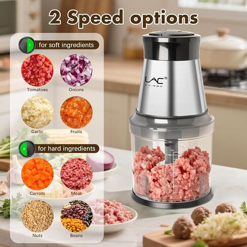 Mini Small Food Processor 4 Cup,Meat Grinder with 2 Bowls,Electric Food Chopper,Powerful Motor 2 Speed & 4 Blades for Baby Food,Meat,Onion,Vegetables in Saudi Arabia