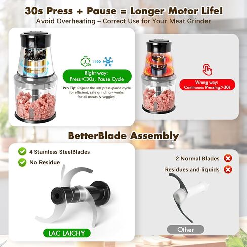 Mini Small Food Processor 4 Cup,Meat Grinder with 2 Bowls,Electric Food Chopper,Powerful Motor 2 Speed & 4 Blades for Baby Food,Meat,Onion,Vegetables in Saudi Arabia