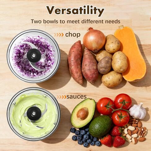 Mini Small Food Processor 4 Cup,Meat Grinder with 2 Bowls,Electric Food Chopper,Powerful Motor 2 Speed & 4 Blades for Baby Food,Meat,Onion,Vegetables in Saudi Arabia