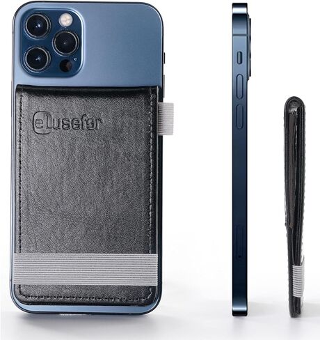 Stick-On Phone Wallet for Back of iPhone or Android Case | 6 Sleeve Credit Card Holder - Pocket for Cards, Money & ID - Built-in Stand - Waterproof Material - Travel, Work & Life-Proof - Black in Saudi Arabia