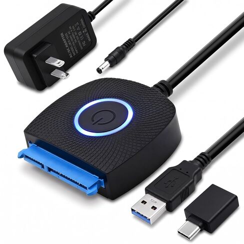 YEZriler SATA to USB 3.0 Adapter with Power Supply, SSD to USB Adapter External Hard Drive Cable Compatible with 2.5 3.5 Inch HDD/SSD Hard Drive Disk - UASP Support in Kuwait