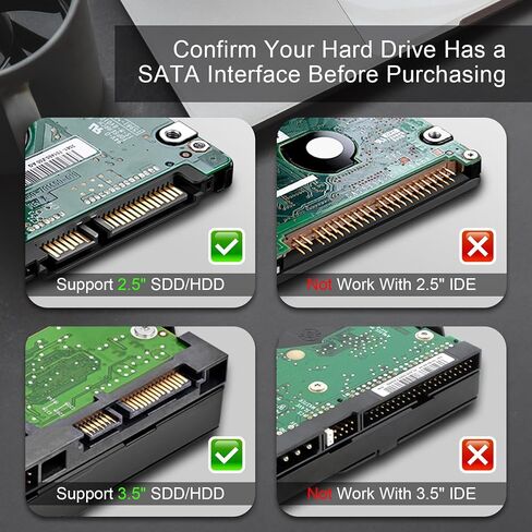 YEZriler SATA to USB 3.0 Adapter with Power Supply, SSD to USB Adapter External Hard Drive Cable Compatible with 2.5 3.5 Inch HDD/SSD Hard Drive Disk - UASP Support in Kuwait