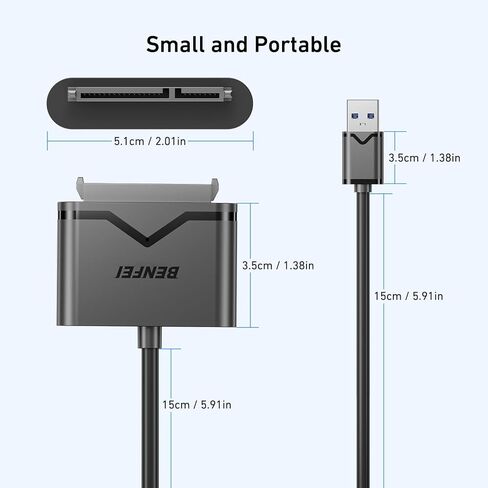 كابل محول BENFEI SATA إلى USB 3.0، محول محرك الأقراص الصلبة USB 3.0 إلى SATA III لـ 2.5 بوصة SSD وHDD، يدعم UASP Trim S.M.A.R.T، متوافق مع نظام التشغيل Windows MacOS Linux in Kuwait