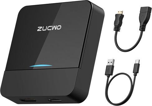 ZUCWO Wireless CarPlay Adapter & Car TV Mate Support Video HDMI Converter for TV Stick/Game Machine, 2-in-1 CarPlay HDMI Multimedia for Cars with Factory Wired CarPlay from 2016, Plug & Play, Black in Saudi Arabia