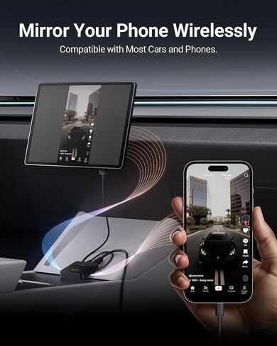 ZUCWO Wireless CarPlay Adapter & Car TV Mate Support Video HDMI Converter for TV Stick/Game Machine, 2-in-1 CarPlay HDMI Multimedia for Cars with Factory Wired CarPlay from 2016, Plug & Play, Black in Saudi Arabia