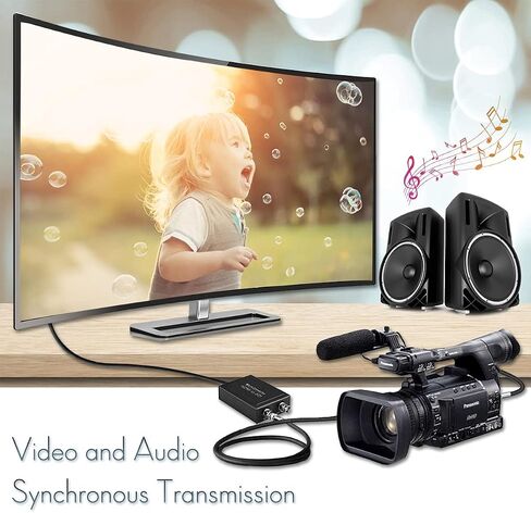 Anber-Tech HDMI to SDI, HDMI to SDI Converter Two SDI Output Audio Embedder Support HDMI 1.3, 3G/ HD-SDI Auto Format Detection Extender for Camera CCTV (Black) in Saudi Arabia