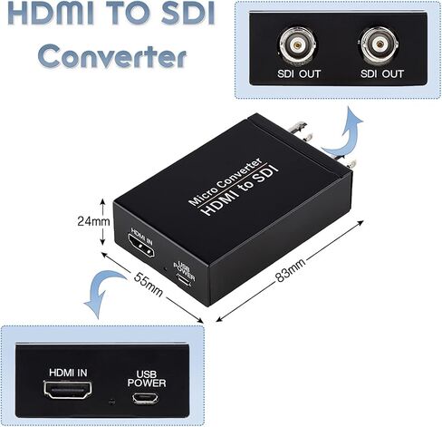 Anber-Tech HDMI to SDI, HDMI to SDI Converter Two SDI Output Audio Embedder Support HDMI 1.3, 3G/ HD-SDI Auto Format Detection Extender for Camera CCTV (Black) in Saudi Arabia