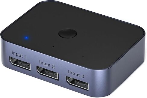 Bi-Directional DisplayPort 1.4 Switcher, 3 in 1 Out 8K DP Switcher Box Supports 8K 30Hz / 4K 120Hz Compatible with TVs Monitors Laptops PC Projectors etc in Saudi Arabia