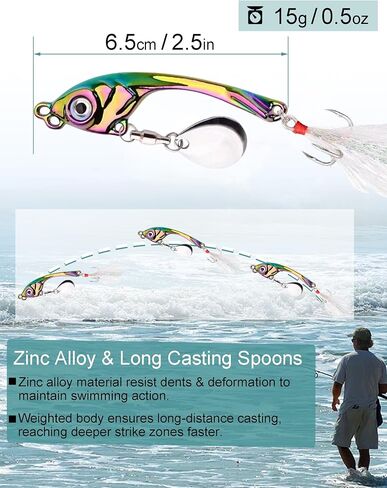 Avlcoaky Trout Spoons Lure 15g Casting Jigging Spoon, 5pcs/Box in Saudi Arabia