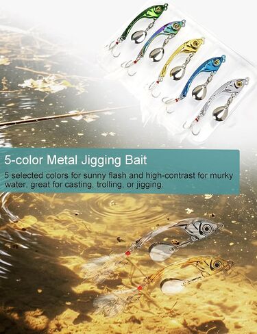 Avlcoaky Trout Spoons Lure 15g Casting Jigging Spoon, 5pcs/Box in Saudi Arabia