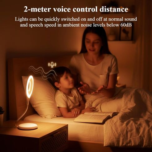 USB Voice-Control Night Light — Plug-in LED Gooseneck Bedside Lamp, 3 Color Modes & 3 Brightness Levels, Voice Activated & Touch Control, Flexible USB Gooseneck for Reading, Nursery & Travel in Saudi Arabia