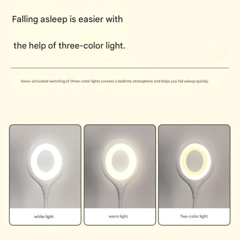USB Voice-Control Night Light — Plug-in LED Gooseneck Bedside Lamp, 3 Color Modes & 3 Brightness Levels, Voice Activated & Touch Control, Flexible USB Gooseneck for Reading, Nursery & Travel in Saudi Arabia