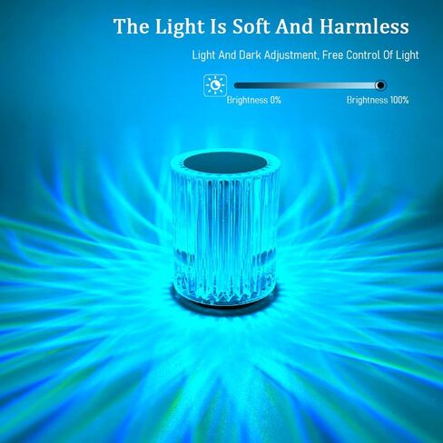 Portable Crystal Table Lamp,3 Color Touch Control Rechargeable Lamp,3-Levels Brightness Room Decor Desk Lamp (16 Color) in Kuwait