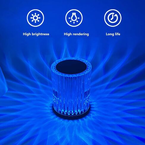 Portable Crystal Table Lamp,3 Color Touch Control Rechargeable Lamp,3-Levels Brightness Room Decor Desk Lamp (16 Color) in Kuwait