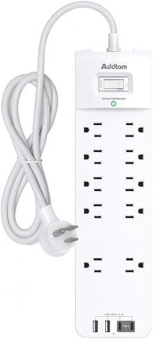 Addtam Power Strip with 10 Outlets and 4 USB Ports(2 USB C), 2700J, 6 FT in Saudi Arabia